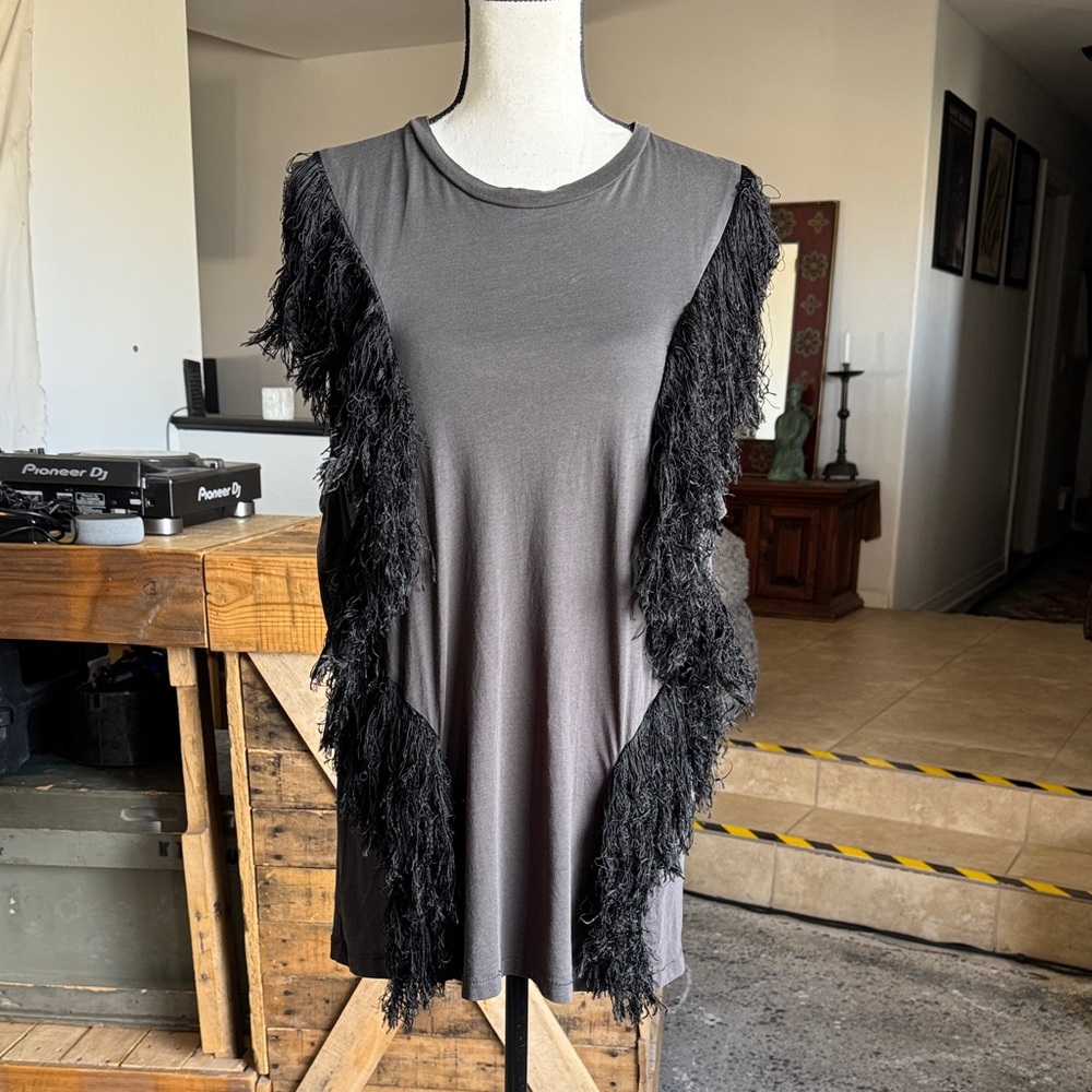 Black Acne Studios Zone Fringe Muscle Tank